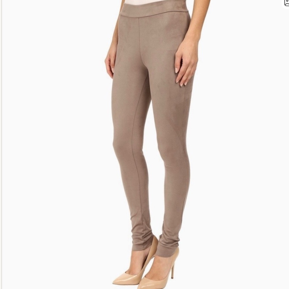 WOLFORD Faux suede Velour Leggings Taupe Brown Stretch Pant Sz 8 Luxe Minimalist